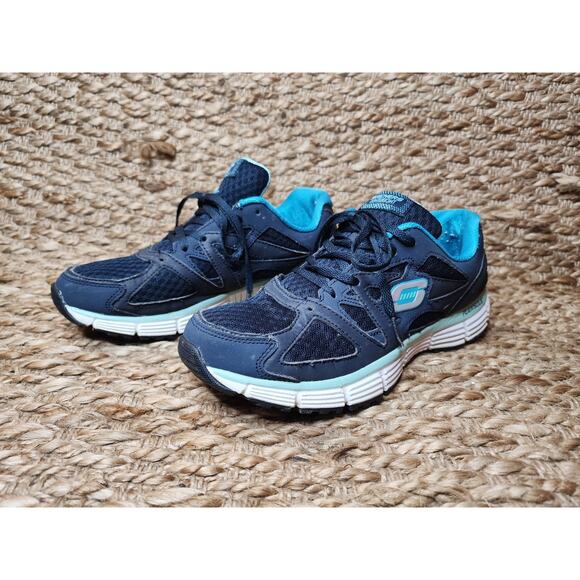 Skechers Sport Womens Black Blue Flex Sole Running Walking Athletic Size 8 - Picture 2 of 11